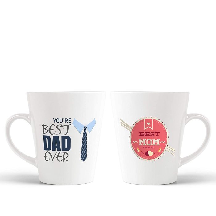Aj Prints You’re Best Dad Ever and Best Mom Printed Conical Coffee Mug Set,350ml,White,Combo Pack,Gift for Mom,Gift for Dad | Save 33% - Rajasthan Living 5