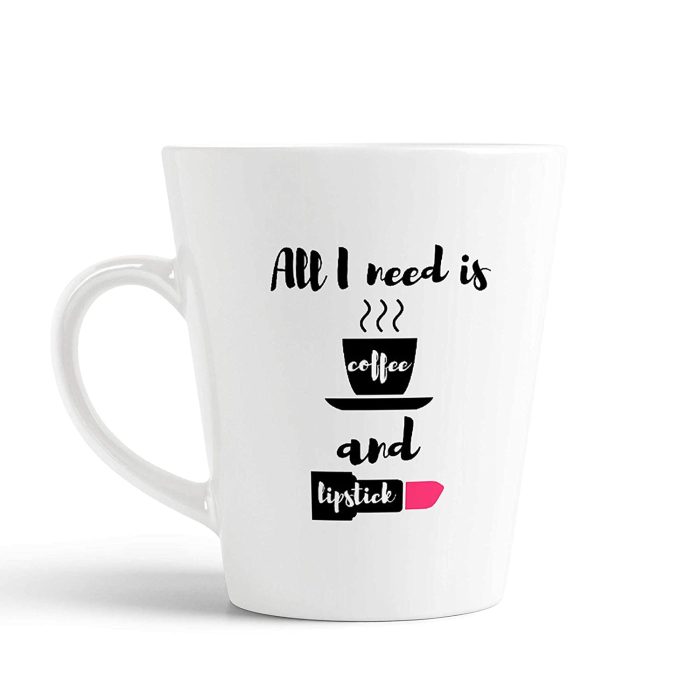 Aj Prints All i Need is Coffee and Lipstick Cute Printed Conical Coffee Mug- Funny Tea Cup,Personalized Coffee Mug-White-350ml | Save 33% - Rajasthan Living 5