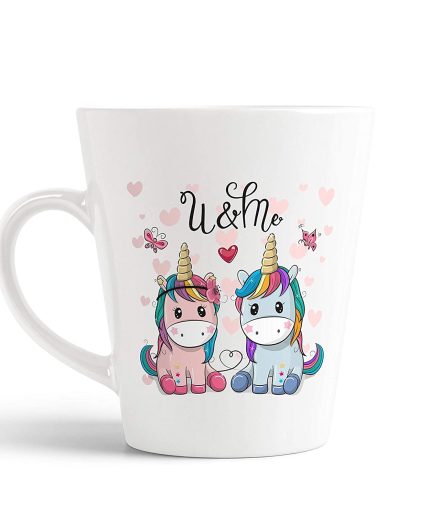 Aj Prints “U & Me” Cute Unicorn Couple Quotes Printed Ceramic Conical Coffee Mug-12Oz, Gift Ideal for Him/Her | Save 33% - Rajasthan Living 5