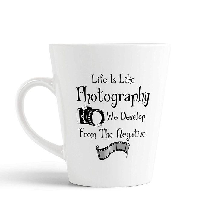 Aj Prints Life is Like Photography we Develop from The Negative Printed Conical Coffee Mug, Inspirational Quotes Mug-White,350ml | Save 33% - Rajasthan Living 5