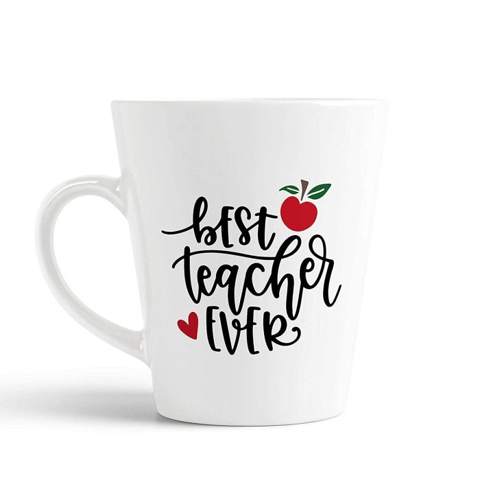 Aj Prints Best Teacher Forever Printed Conical Coffee Mug-White Ceramic Tea Cup-White-12Oz | Save 33% - Rajasthan Living 5
