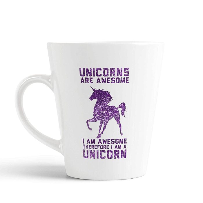 Aj Prints Unicorns are Awesome I Am Awesome Therefore I Am A Unicorn Quote Conical Coffee Mug-350ml-White Ceramic Mug | Save 33% - Rajasthan Living 5