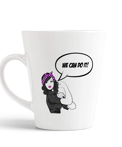 Aj Prints We Can Do it Cute Girl Printed Conical Latte Mug- Motivation Inspiration Tea Cup- Coffee Mug Gift for Sister, Wife, Girlfriend, Grandma- 12Oz | Save 33% - Rajasthan Living