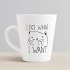 Aj Prints I do What I Want Cute Cat Printed Conical Ceramic Coffee Mug, 350 ml (White) | Save 33% - Rajasthan Living 10