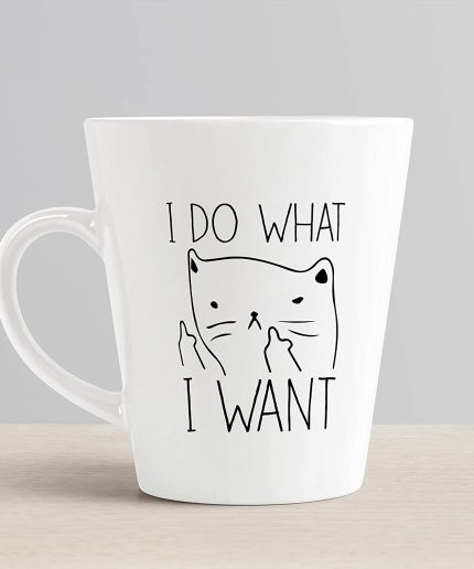 Aj Prints I do What I Want Cute Cat Printed Conical Ceramic Coffee Mug, 350 ml (White) | Save 33% - Rajasthan Living 7