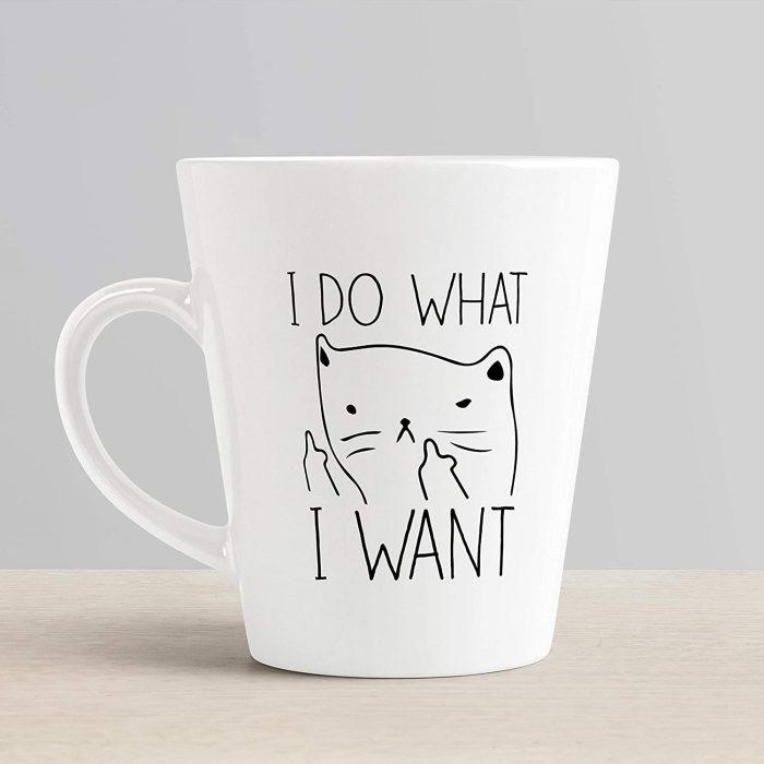 Aj Prints I do What I Want Cute Cat Printed Conical Ceramic Coffee Mug, 350 ml (White) | Save 33% - Rajasthan Living 6