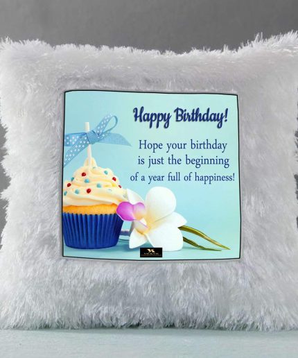 Vickvii Printed Happy Birthday With Cupcake Led Cushion With Filler (38*38CM) | Save 33% - Rajasthan Living 3