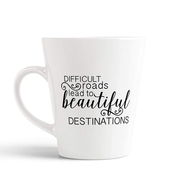 Aj Prints Difficult Roads Lead to Beautiful Destinations Quote Printed Conical Coffee Mug- Inspirational Quote Coffee Mug 12Oz | Save 33% - Rajasthan Living 5
