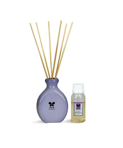 Iris New Lavender Fragances Reed Diffuser Set with Oil 60ml With Ceramic Pot & Diffuser Stick | Save 33% - Rajasthan Living