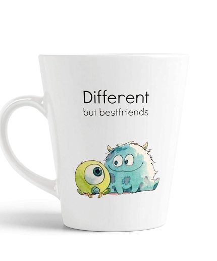 Aj Prints Different But Best Friends Quote Conical Coffee Mug-Cartoon Printed Mug 350ml Milk Mug-Unique Gift for Friends | Save 33% - Rajasthan Living