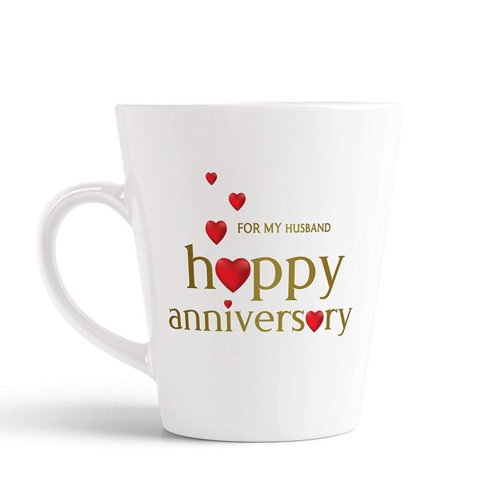 Aj Prints White Ceramic Conical Coffee Mug- Happy Anniversary for Husband Gift Coffee Mug-12Oz Mug Gift for Him and Her | Save 33% - Rajasthan Living 5