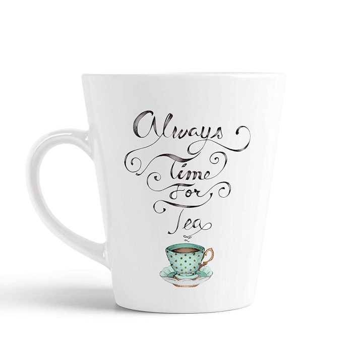 Aj Prints Always Time for Tea Printed Conical Coffee Mug-Set of 1Tea Cup-White-12Oz Ceramic Coffee Mug | Save 33% - Rajasthan Living 5