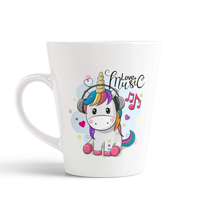 Aj Prints Cute Love Music Unicorn Ceramic Conical Coffee Mug-350ml,White | Save 33% - Rajasthan Living 5