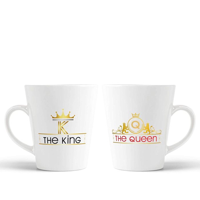 Aj Prints King and Queen Conical Latte Ceramic Mug Set (12 Oz, White) | Save 33% - Rajasthan Living 5