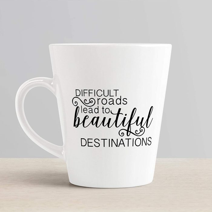 Aj Prints Difficult Roads Lead to Beautiful Destinations Quote Printed Conical Coffee Mug- Inspirational Quote Coffee Mug 12Oz | Save 33% - Rajasthan Living 6