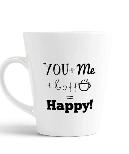 Aj Prints You + Me + Coffee = Happy, Cute Print Coffee Latte Mug 12oz White | Save 33% - Rajasthan Living