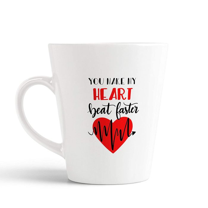 Aj Prints You Make My Heart Beat Faster Love Quotes Printed Conical Coffee Mug- 12Oz Mug for His/Her | Save 33% - Rajasthan Living 5