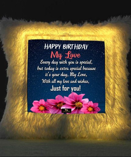 Vickvii Printed Happy Birthday My Love Just For You Led Cushion With Filler (38*38CM) | Save 33% - Rajasthan Living