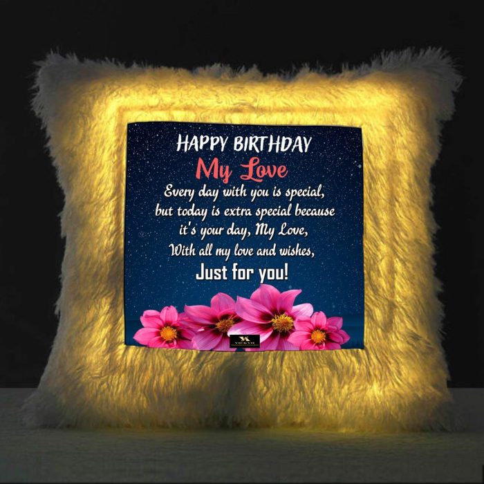 Vickvii Printed Happy Birthday My Love Just For You Led Cushion With Filler (38*38CM) | Save 33% - Rajasthan Living 5