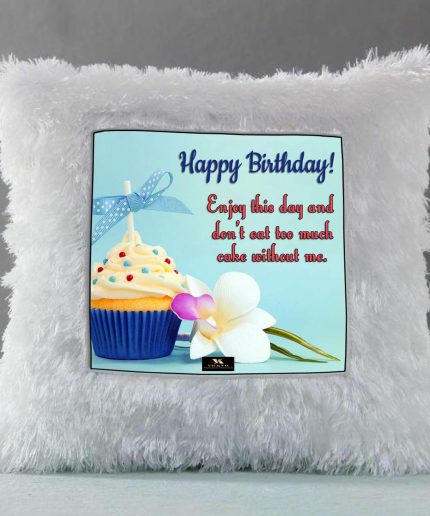 Vickvii Printed Happy Birthday With Cupcake And Rose Led Cushion With Filler (38*38CM) | Save 33% - Rajasthan Living 3