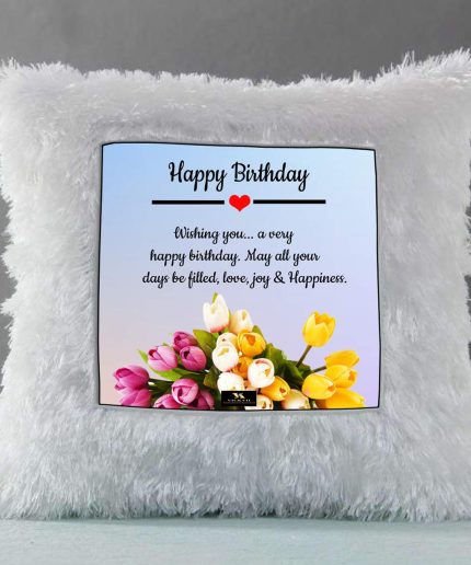 Vickvii Printed Happy Birthday With Love Joy And Happiness Led Cushion With Filler (38*38CM) | Save 33% - Rajasthan Living 3