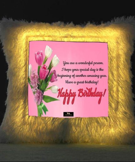 Vickvii Printed Happy Birthday You AreA Wonderful Person Led Cushion With Filler (38*38CM) | Save 33% - Rajasthan Living