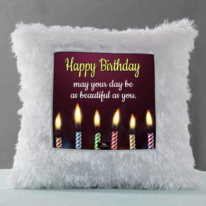 Vickvii Printed Happy Birthday May Your Day be As Beautiful As You Led Cushion With Filler (38*38CM) | Save 33% - Rajasthan Living 6