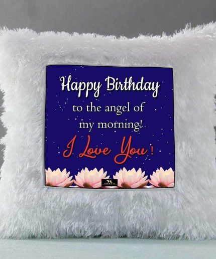 Vickvii Printed Happy Birthday To The Angle Of My Morning Led Cushion With Filler (38*38CM) | Save 33% - Rajasthan Living 3