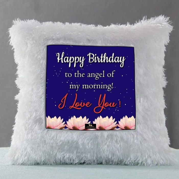 Vickvii Printed Happy Birthday To The Angle Of My Morning Led Cushion With Filler (38*38CM) | Save 33% - Rajasthan Living 6