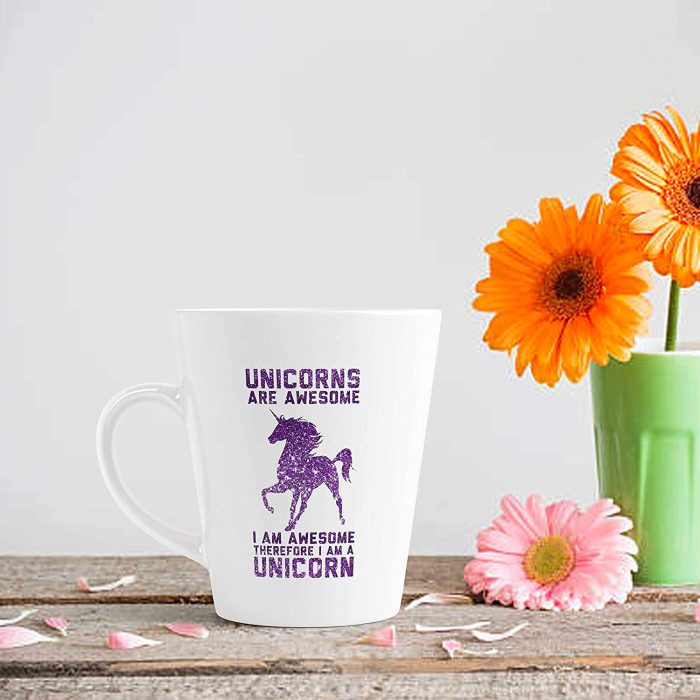Aj Prints Unicorns are Awesome I Am Awesome Therefore I Am A Unicorn Quote Conical Coffee Mug-350ml-White Ceramic Mug | Save 33% - Rajasthan Living 7