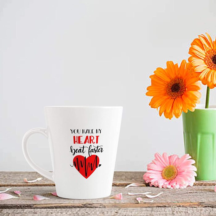 Aj Prints You Make My Heart Beat Faster Love Quotes Printed Conical Coffee Mug- 12Oz Mug for His/Her | Save 33% - Rajasthan Living 7