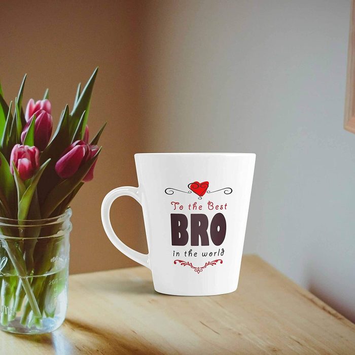 Aj Prints to The Best Bro in The World Quote Conical Coffee Mug-12Oz Bro Mug, Best Bro Ever, Gifts for Brothers, Rakhi Gift for Brother | Save 33% - Rajasthan Living 7
