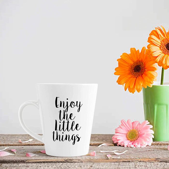 Aj Prints Inspiration Quotes Conical Coffee Mug-Enjoy The Little Things Printed Ceramic Coffee Mug- 12Oz- White | Save 33% - Rajasthan Living 7