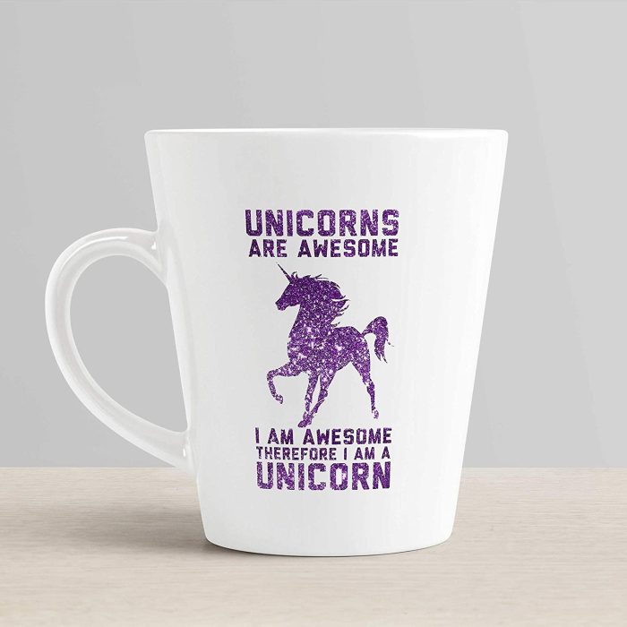 Aj Prints Unicorns are Awesome I Am Awesome Therefore I Am A Unicorn Quote Conical Coffee Mug-350ml-White Ceramic Mug | Save 33% - Rajasthan Living 6