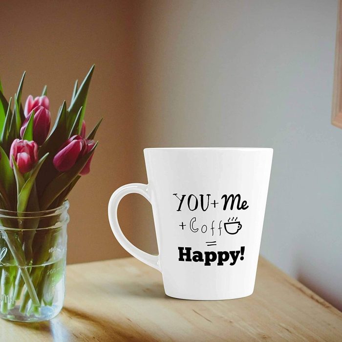 Aj Prints You + Me + Coffee = Happy, Cute Print Coffee Latte Mug 12oz White | Save 33% - Rajasthan Living 7