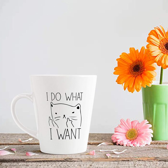 Aj Prints I do What I Want Cute Cat Printed Conical Ceramic Coffee Mug, 350 ml (White) | Save 33% - Rajasthan Living 7