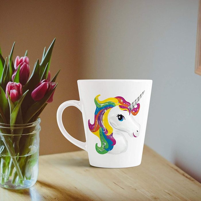 Aj Prints Multicolor Unicorn Head Printed Conical Coffee Mug- Gift for Kids, Sister- White Ceramic | Save 33% - Rajasthan Living 5