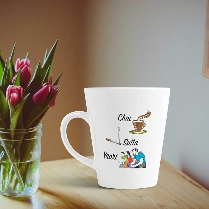 Aj Prints Chai Sutta Yaari Funny Conical Coffee Mug-Designer Coffee Mug-350ml Tea Cup for Friends | Save 33% - Rajasthan Living 7