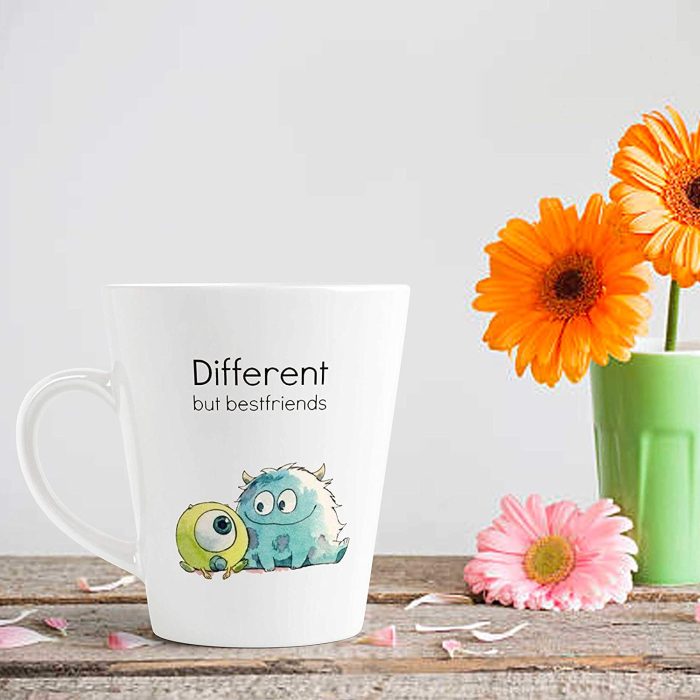 Aj Prints Different But Best Friends Quote Conical Coffee Mug-Cartoon Printed Mug 350ml Milk Mug-Unique Gift for Friends | Save 33% - Rajasthan Living 7