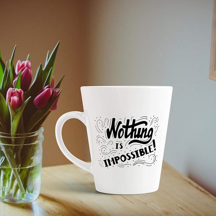 Aj Prints Nothing is Impossible Printed Conical Coffee- Motivational Coffee Mug- White Ceramic Mug | Save 33% - Rajasthan Living 7