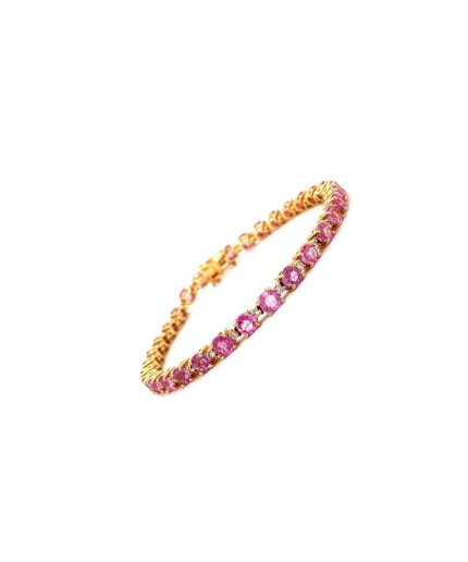 Pink Sapphire and Diamond Bracelet in 18K Yellow Gold | Save 33% - Rajasthan Living 3