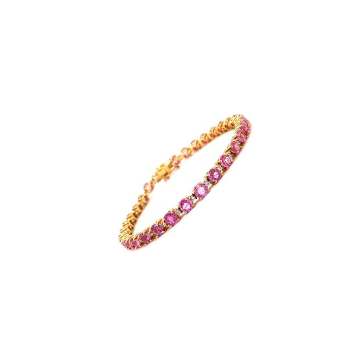 Pink Sapphire and Diamond Bracelet in 18K Yellow Gold | Save 33% - Rajasthan Living 6