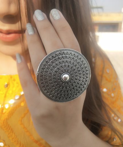 Karatique Fashion Jewellery Stylish Antique Oxidised Silver Ring Brass Ring | Save 33% - Rajasthan Living