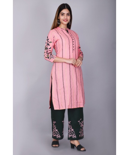 Pink Embroidery Set (Kurta Plazzo Set) | Save 33% - Rajasthan Living