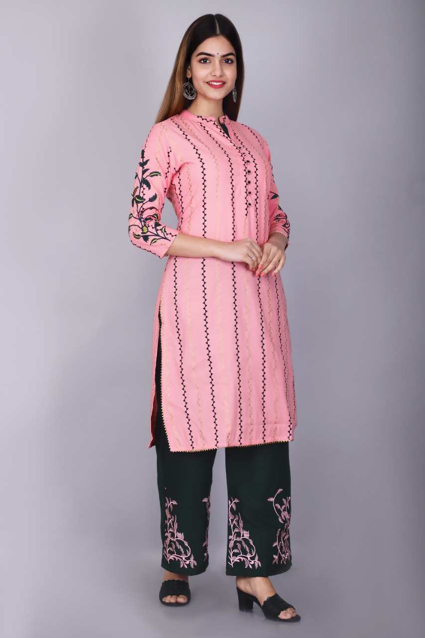 Pink Embroidery Set (Kurta Plazzo Set) | Save 33% - Rajasthan Living 7