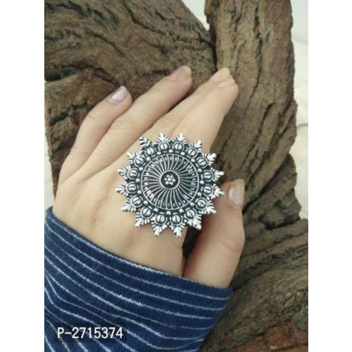 Antique Oxidised Finger Ring For Women and Girls Adjustable Metal Silver Plated Ring Brass Ring | Save 33% - Rajasthan Living 6