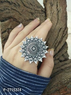 Antique Oxidised Finger Ring For Women and Girls Adjustable Metal Silver Plated Ring Brass Ring | Save 33% - Rajasthan Living 8