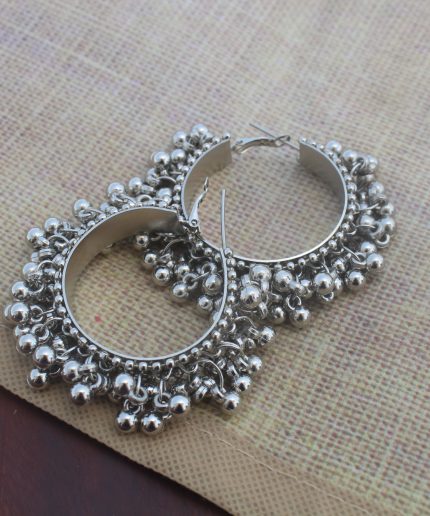 Oxidized Silver Brass Party Wear Dangle Earring For Women Brass Hoop Earring | Save 33% - Rajasthan Living