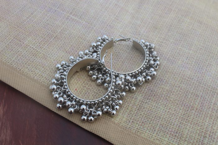 Oxidized Silver Brass Party Wear Dangle Earring For Women Brass Hoop Earring | Save 33% - Rajasthan Living 5