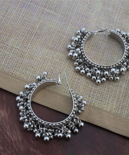 Oxidized Silver Brass Party Wear Dangle Earring For Women Brass Hoop Earring | Save 33% - Rajasthan Living 3
